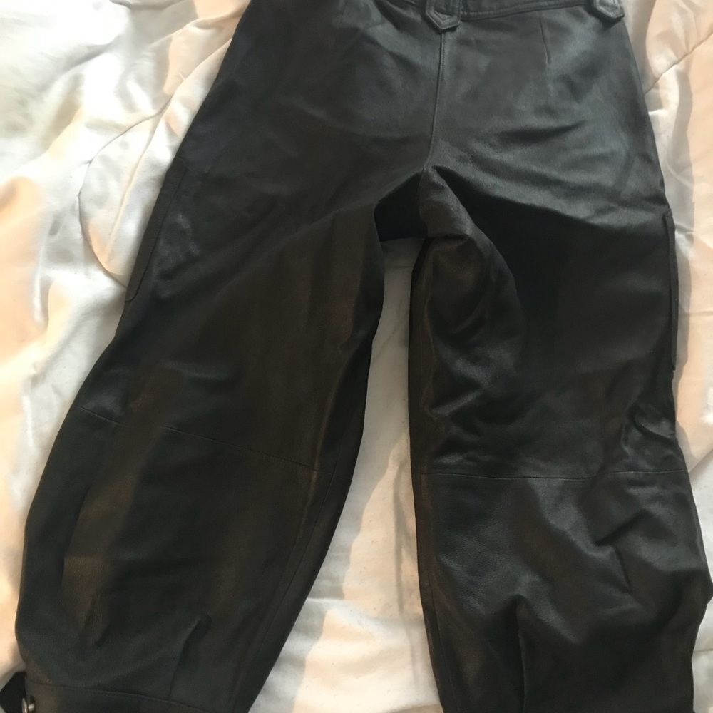 Brown leather capris